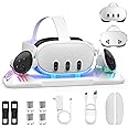 Charging Dock for Meta Quest 3S/Quest 3, Magnetic Charging Station for Oculus Quest 3 VR Headset & Controllers, with 2 Rechargeable 2100mAh Batteries, USB-C Charger and Cable, Supports LED Indicator