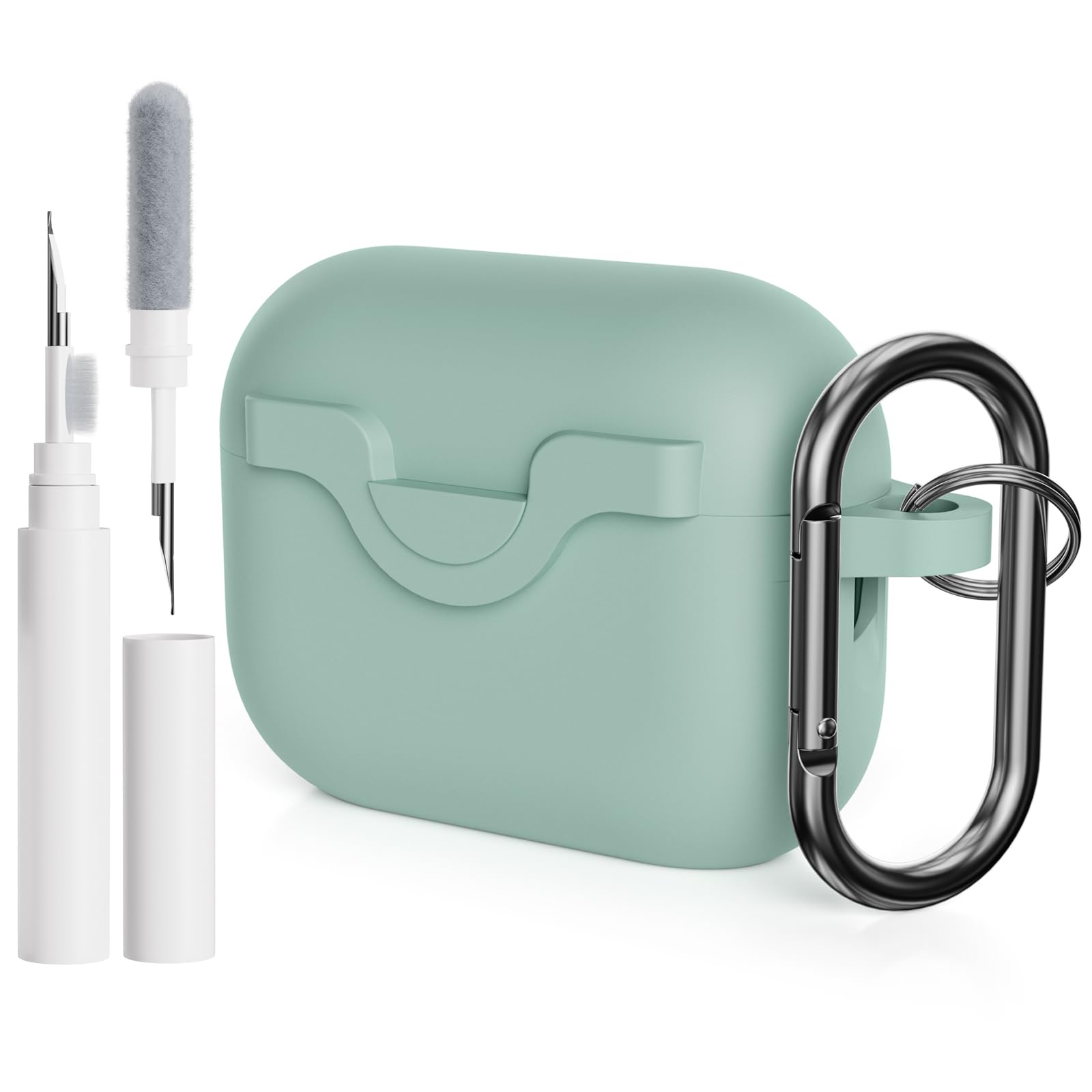 AOTUAO Compatible with AirPods Pro 2 2022&2019 Case Cover with Cleaner Kit, Shock-Resistant Protective Silicone Case Cover for AirPods Pro 2nd&1st Generation With Snap Switch, Cloud Grey