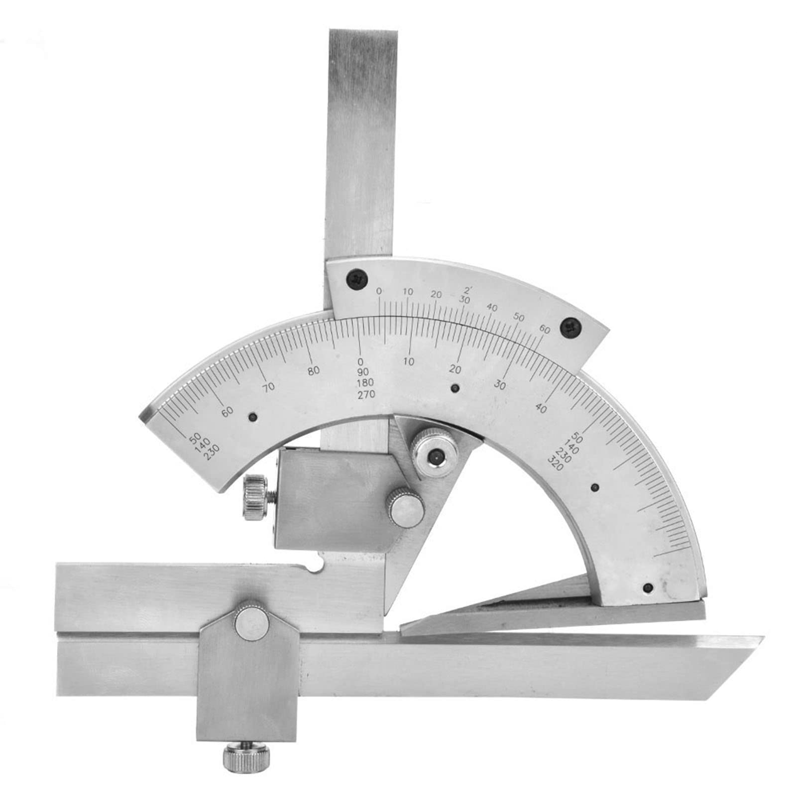 0-320° Universal Stainless Steel Vernier Bevel Protractor, Universal Bevel Protractor Angle Measuring Ruler Tools for Woodworking, Carpenter, Construction