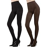 MANZI 2 Pairs Women's Opaque Control Top Tights 70D Solid Color Soft Tights Microfiber Nylon Pantyhose