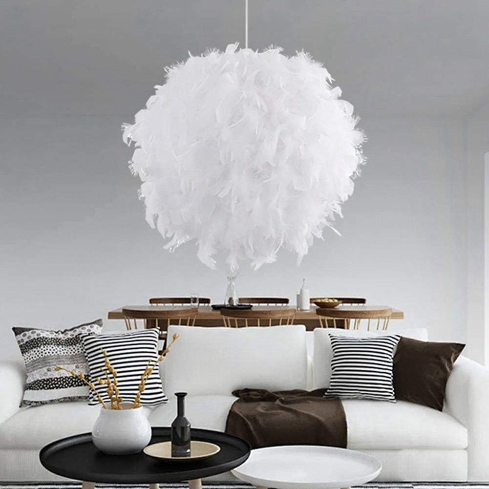 Feather Ceiling Pendant Light Shade, Modern NordicStyle Suit Chandelier E27 Droplight Lampshade