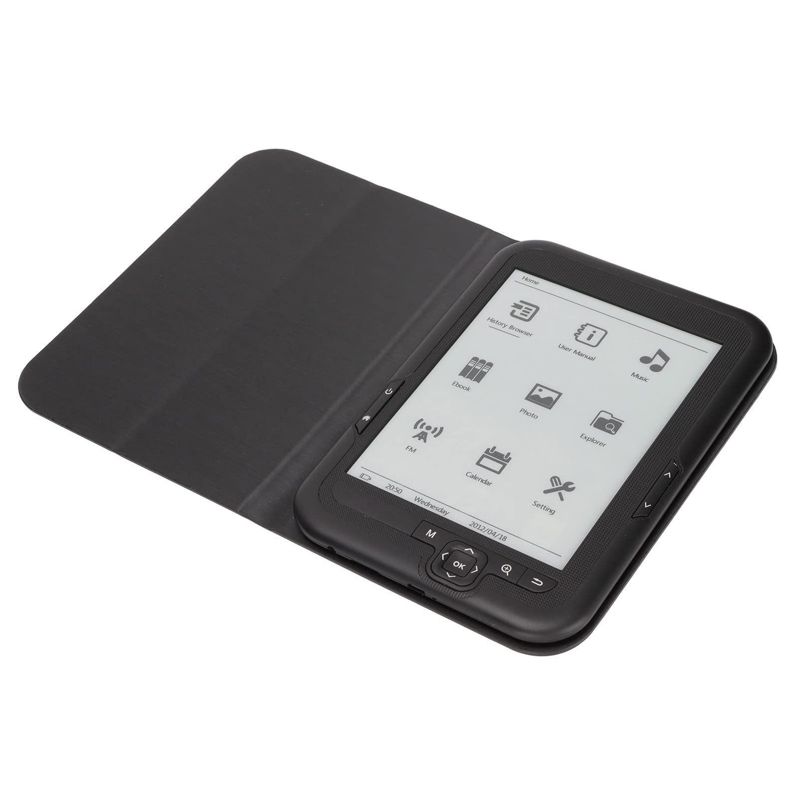 E Reader, 6in 800x600 HD E Reader, Ink Screen Protect Eyes Ebook Readers with Protective Case, Support FM, Music Playback, Electronic Pocketbook Device (16GB)