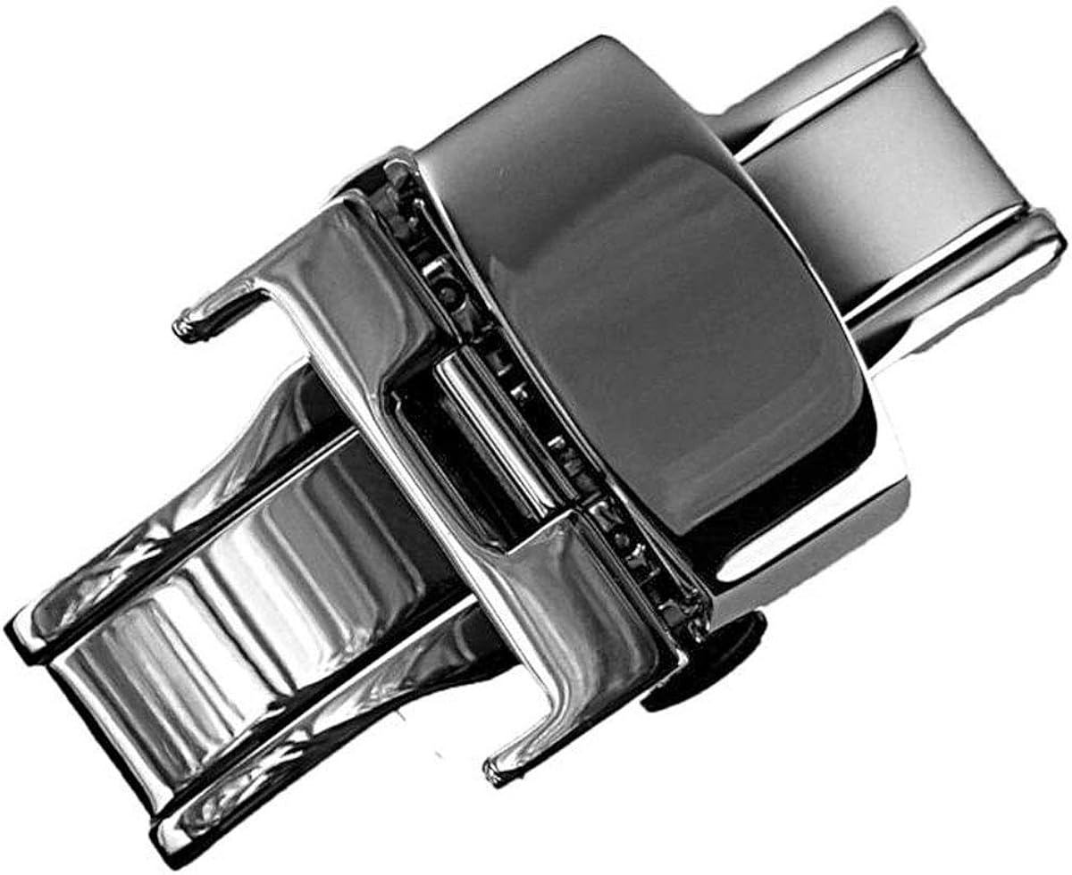 B & R Bands Stainless Steel Push Button Deployant Clasps for Leather