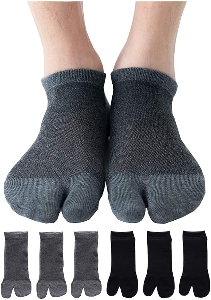 Men's Tabi Flip Flop Socks Athletic Cotton Crew Two Toe 5 / 6 Pack at