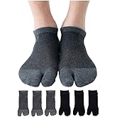 UBUMO Men's Tabi Flip Flop Socks Athletic Cotton Crew Two Toe 5/6 Pack