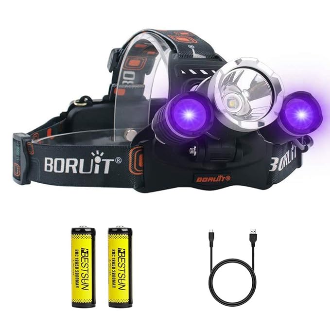 UV Headlamp, LED Head Torch with Ultraviolet Light Blacklight Headlight