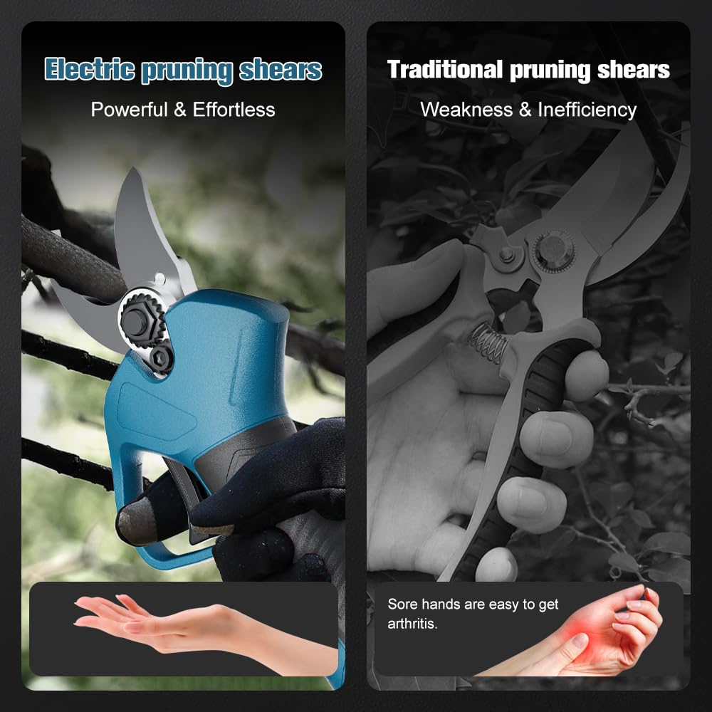 Akku Astschere Elektrische Gartenschere für Makita 18 V mit LCD-Display, Bürstenloser Motor, Elektrische Astsäge,Elektrische Astschere zum Beschneiden von Bäumen und Obstbäumen(ohne Akku) 6