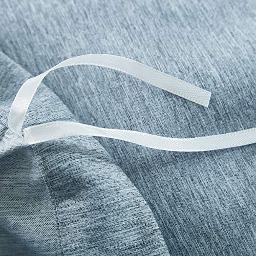 image for MUKKA Duvet Cover Queen Microfiber Button Blue Heather, Linen Like Cha