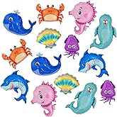 AnnoDeel 14pcs Sea Animal Foil Baloons, 14inch Cartoon Sea Horse Balloon Octopus Balloons Shark Balloon Lobster Tropical Fish Balloons for Kid Birthday Party Decorations