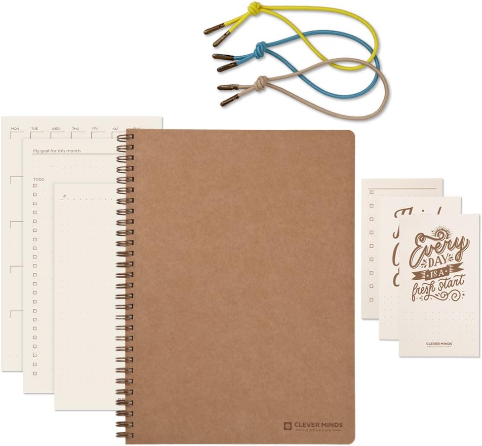 Most Efficient Undated Daily Planner Suitable for 2018–2019 | Gratitude Journal to Achieve Your Weekly & Monthly Goals | Notebook/Diary Pilot CleverMinds - Brown | Size XL (7.08 x 9.84 inch)