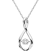 18K White Gold Plated Silver Dancing Diamond Pendant Necklace With Lab Grown Diamond (E-F Color, Round Brilliant, VS Clarity) 16/18 inch Length, Necklace For Women, Gift For Her Jewelry For Women