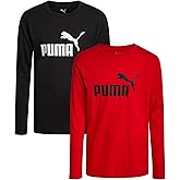 PUMA Boys Long Sleeve Shirts - 2 Pack Athletic Youth Crew Neck Performance Activewear Boys T Shirts for Kids (8-20)