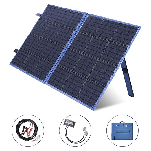 SARONIC 100W 12V Portable Folding Solar Panel with a 10A Solar Charge