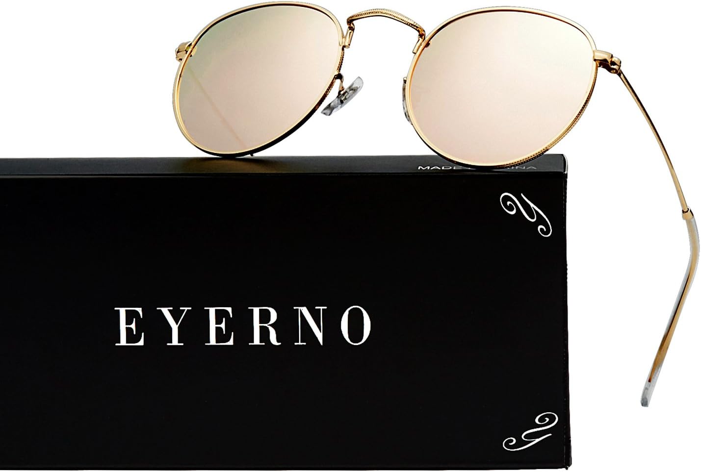 Eyerno Vintage Round Mirrored Unisex Sunglasses Retro Hippie Circle Glasses
