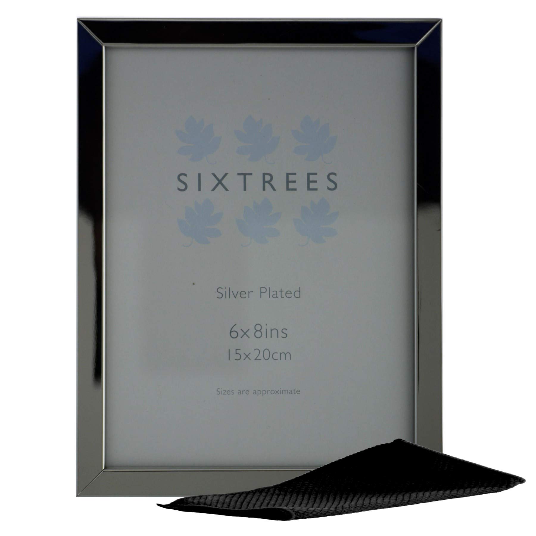 Sixtrees Elite 2-120-68 Silver plated wide profile 8 x 6 inch photo frame. Complete with microfibre polishing cloth.