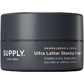 SUPPLY Ultra Lather Shaving Cream for Men &ndash; Sandalwood &amp; Cedar, 3.4 oz | Dense Lather Built for Single-Blade Shaving. Rich Cushion, 3.4 oz.