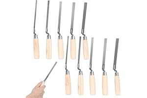 10 Pieces Tuck Pointer Trowel Set with Wood Handle, Cross Sections 6mm, 8mm, 10mm, 12mm, 15mm, Suitable for Mortar Plastering