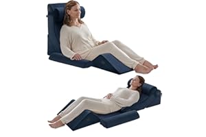 Axelrod 6PCS Orthopedic Bed Wedge Pillow Set, Post Surgery Foam for Back, Neck & Leg Pain Relief Comfortable & Adjustable Ortho Pillows- Anti Snoring, Heartburn, Acid Reflux & GERD Sleeping Indigo