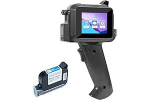 ZHONGMIN Handheld Inkjet Printer with 42ml Quick-Drying Ink Cartridge, 0.5 Inch Nozzle Ink Jet Coding Machine for EXP Date/Batch Number/QR Code/Barcode/Logo/Text (ZM-C12mini) (Black)