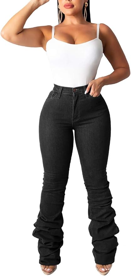 blue jean ruffle pants