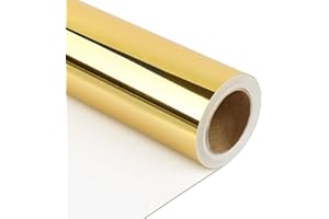 NESCCI Golden Metallic Wrapping Paper, Solid Color Paper,Gift Wrapping Paper,Perfect for Wedding,Valentine's Day,Birthday, Christmas,Baby Shower,DIY Bouquet (17.5 Inches X 32.8 Feet)
