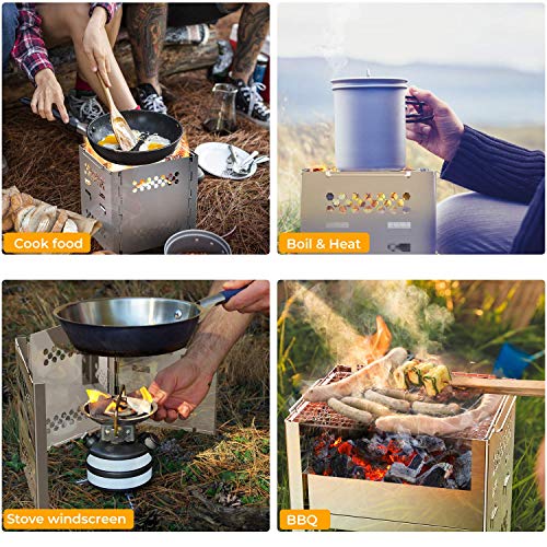 Wood Burning Camping Stoves, Ohuhu Portable Foldable Stove Stainless
