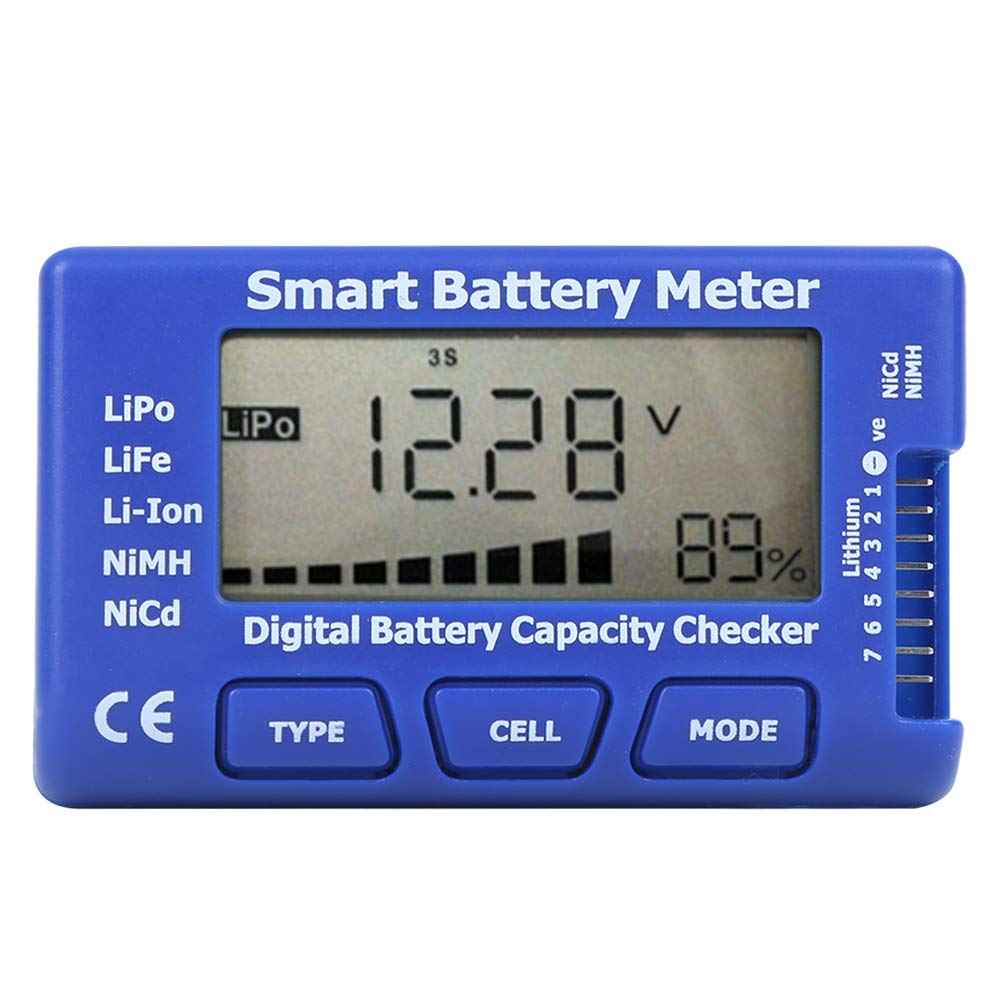 Jectse 5-In-1 Battery Meter, Intelligent Digital Battery Meter Battery Testers,Battery Capacity Checker with LCD Backlight Display,6.5V - 29.4V