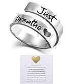 RWQAIN Heart Just Breathe Rings for Women,Spiral Wrap Healing Rings,Inspirational Jewelry Rings Adjustable Ring Personality Encouragement Gift