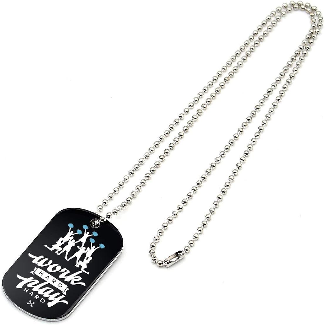 (12-Pack) Cheerleading Dog Tag Necklaces with Inspirational Quotes - Wholesale Bulk Pack of Necklaces for Cheerleading Party Favors and Supplies - Cheer Squad Gifts for Girls Women Cheerleaders: Clothing