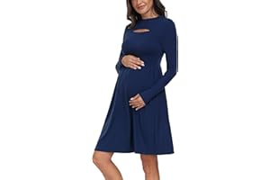 JINDIIM Long Sleeve Fall Maternity Dress Floral A Line Swing Casual Dress for Baby Shower Photoshoot