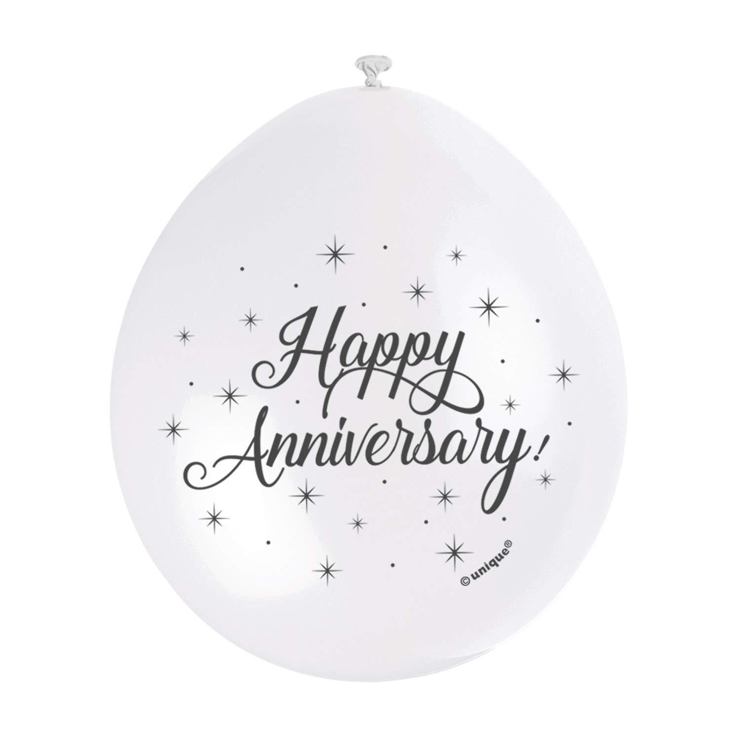 Happy Anniversary White Latex Balloons (22cm) Pack of 10 - Elegant Celebration Balloons for Memorable Moments