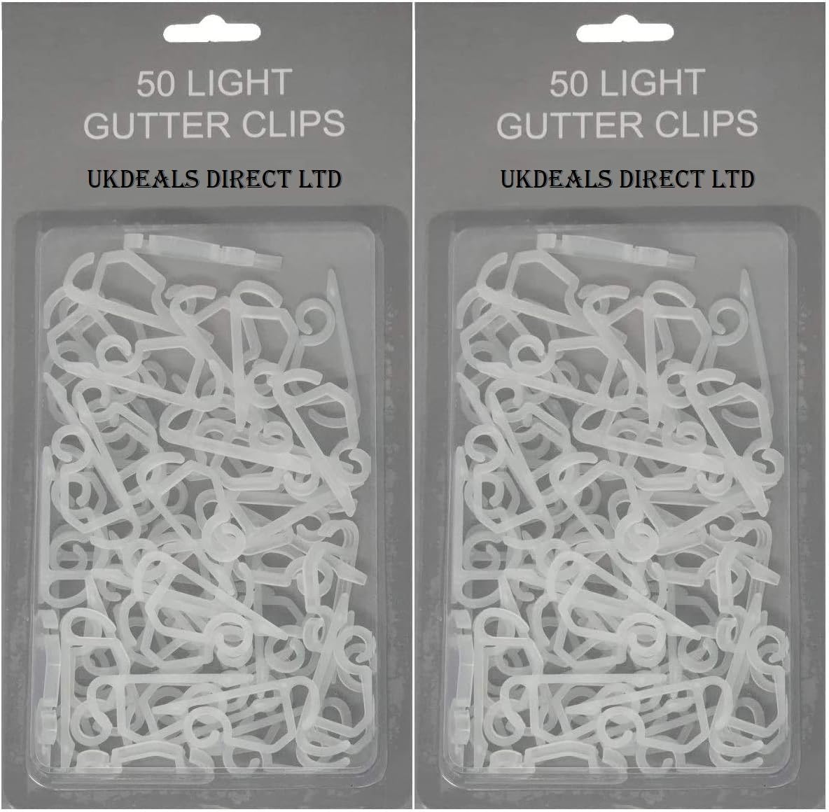 UKDeals Direct Gutter Hooks for Hanging Outdoor Christmas Xmas String Lights/Rope Lights Gutter Clips (Clear (Pack of 100))