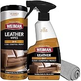Weiman Leather Cleaner & Conditioner Care Kit | Restores Leather Surfaces | Ultra Violet Protectants Help Prevent Cracking or Fading of Leather Furniture, Car Seats, Shoes