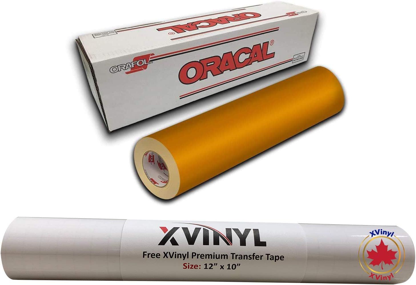 Oracal 651 Imitation Gold Vinyl Roll Great for Cricut Projects (12" x 10ft) Free Maple Leaf
