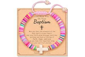 OVIFICEA Baptism Gifts Cross Bracelet for Girl, First Communion Confirmation Bless Gifts for Teenage Girls Boys, Kindergarten Preschool Graduation Christening Gift for Daughter Granddaughter Godchild