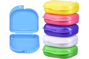 SUNY SMILING Denture Case Retainer Case With Vent Holes, 6 Pack Multicolor Orthodontic Storage Box, Easy For Travel, Home, Office, Teens & Adults Retainer Box