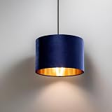 CGC Lighting Modern Velvet 30cm Drum Ceiling Shade Blue - E27 Fit