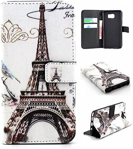 Note 5 Case,Samsung Galaxy Note 5 (2015) Case, LECIINFO PU Leather Wallet Case [Stand Feature] Type Magnet Design Flip Case Cover (Built-in Credit Card/ID Card Slot) - (Eiffel Tower)