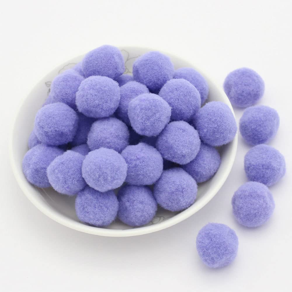 20 mm Approx. 50 Pieces Colourful Mini Pompoms for Crafts Felt Balls Colourful Pom Poms Small Pom Poms Fluffy Plush Balls for Decorating Sewing DIY Creative Crafts Lavender Purple