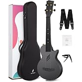 Enya NOVA U 23-Inch Carbon Fiber Concert Travel Ukulele, Black | Waterproof Body, Resists Humidity, Heat and Cold, Lightweight 1.25 lb, for Adults and Beginners, Case, Strap, Capo, Strings