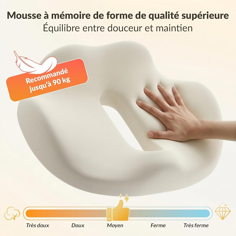 Coussin d'assise orthopédique - Coussin d'assise Ergonomique pour Chaise de Bureau