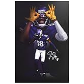 Sports Poster Justin Jefferson Canvas Poster Wall Art Decor Print Picture Paintings for Living Room Bedroom Decoration Unframe: 12x18inch(30x45cm)