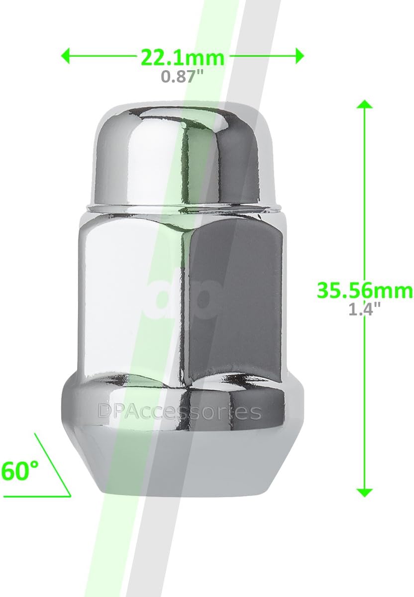 DPAccessories D3116-HT-2305/20 20 Chrome 12x1.5 Closed End Bulge Acorn Lug Nuts - Cone Seat - 19mm Hex Wheel Lug Nut: Automotive