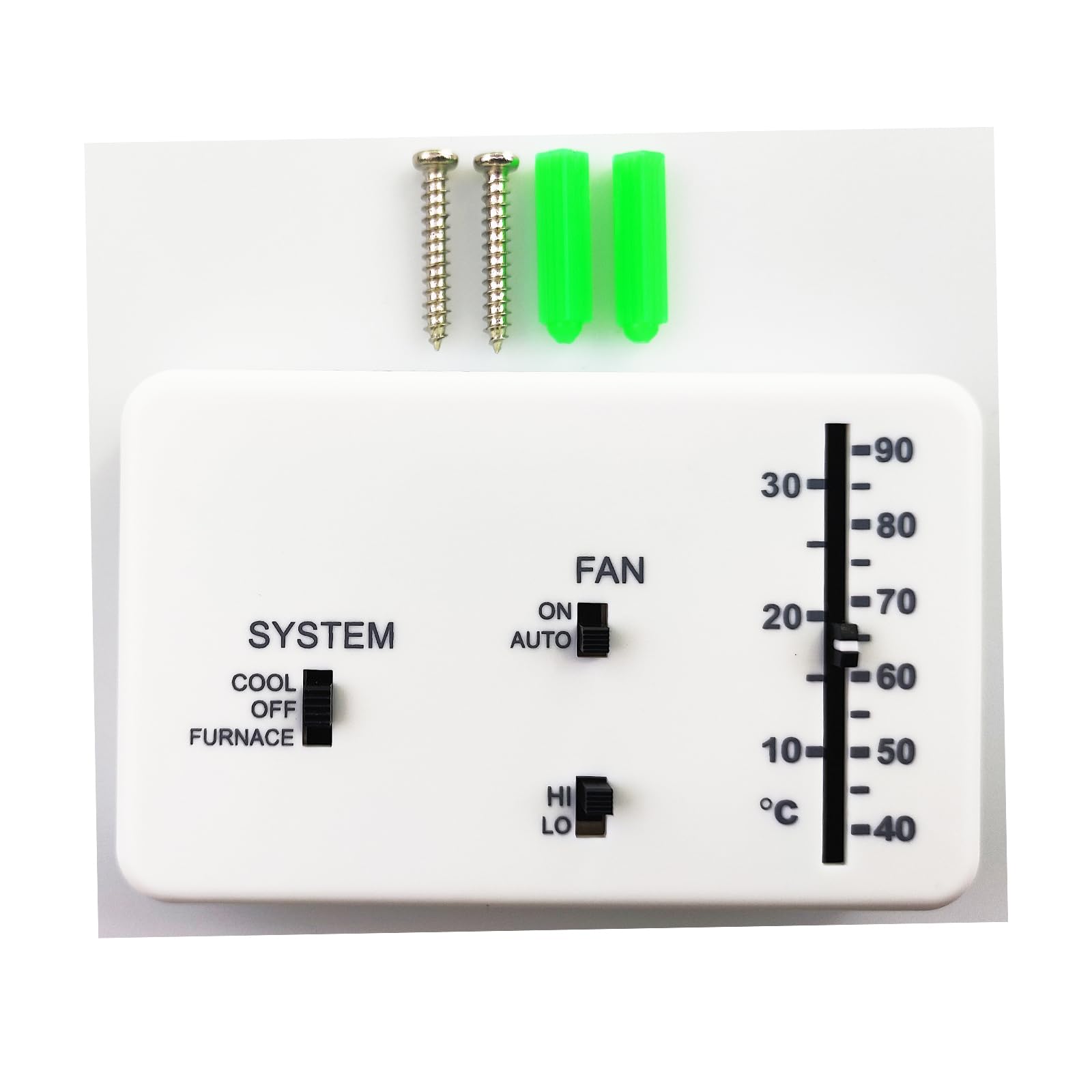Photo 1 of RV Thermostat (Cooling/Heating Furnace only) 6-Wire Analog Controller Leisure Vehicle Heating and Cooling System Controller, for Dometic 3106995.032 Replacement, 12VDC White