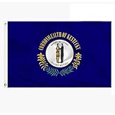 Kentucky State Flag 3x5 Outdoor Double Sided 3 Layers Polyester State of Kentucky Flags Sewing 4 Rows of Thread with Durable Canvas Header and Brass Grommets