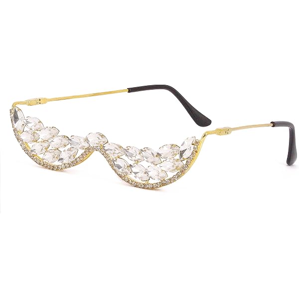 Amazon.com: Naimo No Lens Diamond Decor Half Glasses Frame  display picture 1