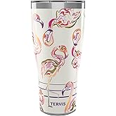 Tervis Traveler Flamingo Swirl Triple Insulated Tumbler Travel Cup Keeps Drinks Cold & Hot, 30oz, Stainless Steel