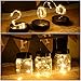 Abkshine 3 Pack Solar Mason Jar Light Lid Insert, 10 LED Warm White Solar Powered Table Deck Lamp LED Firefly Fairy Lights for Wedding Christmas Holiday Party Decor(Jars Not Included)