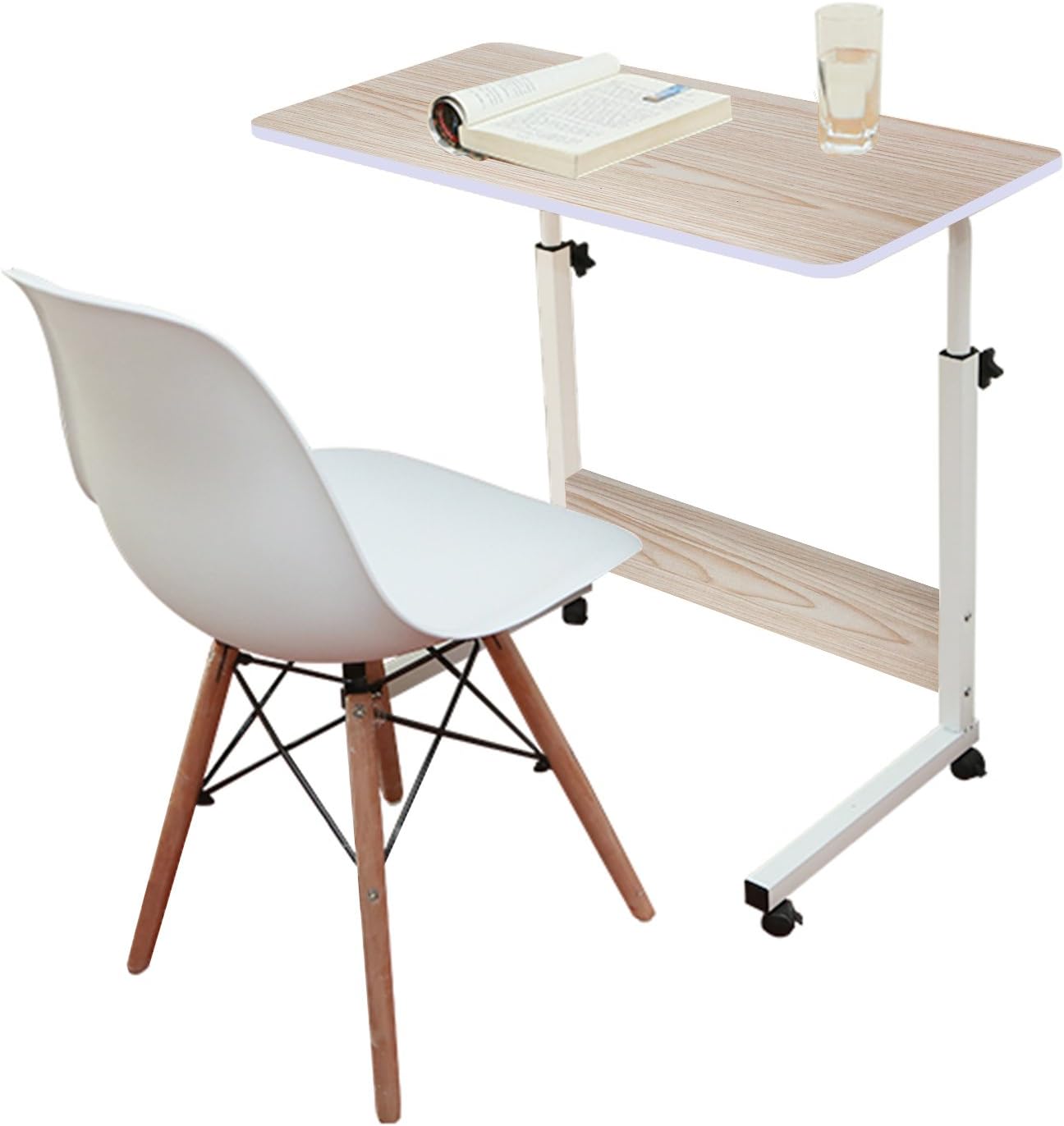 Amazon Com Jerry Maggie Jerry Maggie Adjustable Height Desk Laptop Desk Office Home Movable Table Bedside Lapdesk With 4 Wheels Flexible Wooden Stand Desk Cart Tray Side Table