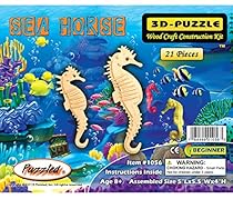 3-D Wooden Puzzle - Small Sea-Horse -Affordable Gift for your Little One! Item #DCHI-WPZ-H011 by All4LessShop